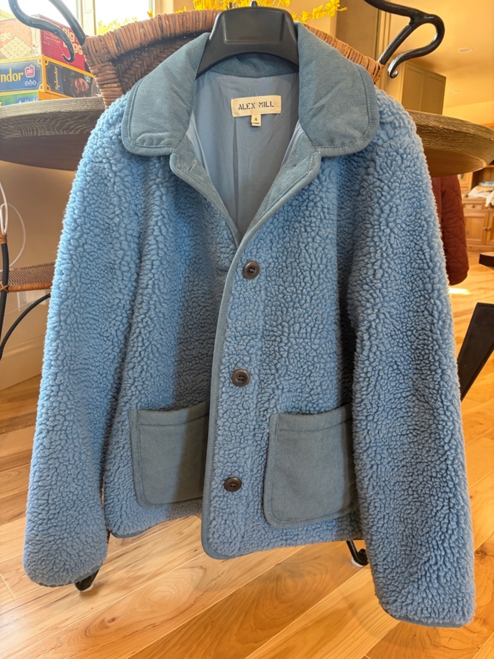 Alex Mill Light Blue Sherpa Button-Up Jacket